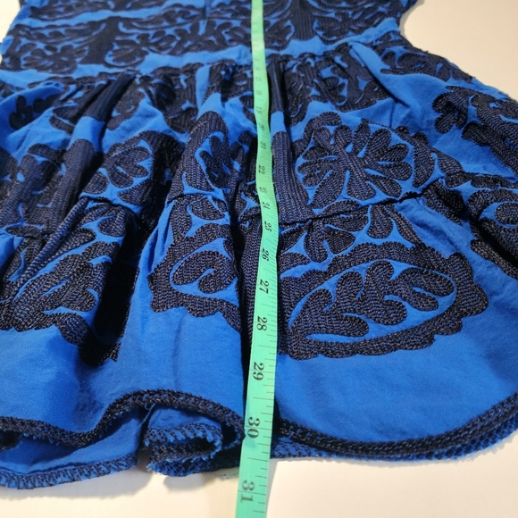 Zara Blue Mini Dress with Black Intricate Embroidery,  Size S - Picture 5 of 10